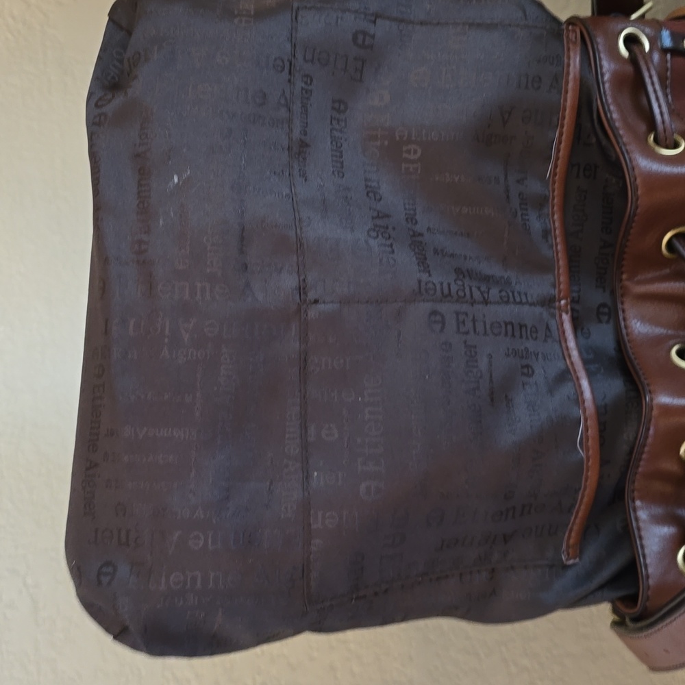 Etienne Aigner Designer Vintage Drawstring Bucket Bag Purse - Picture 9 of 12